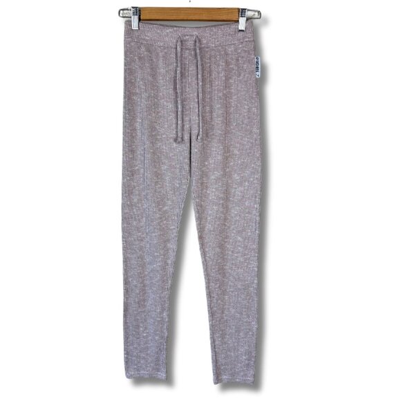 Gymshark Womens Small Slounge Pants Joggers Athleisure Knit Ribbed Cozy Taupe - Picture 1 of 6